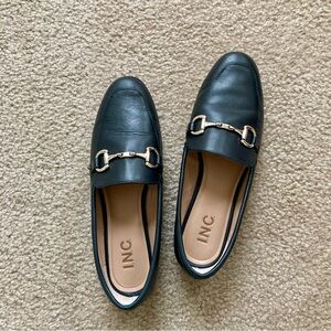 INC International Concepts Gayyle Loafers, Women's Black Leather Loafers